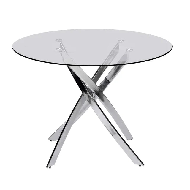 D108 - White - Glass Table + 4 Chairs