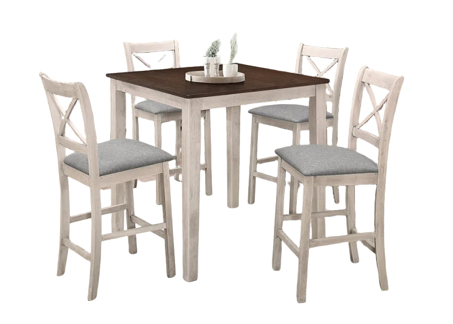 Tahoe - Antique White - Pub Table + 4 Chairs
