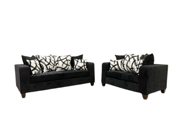 110 - Black Sofa & Loveseat Set