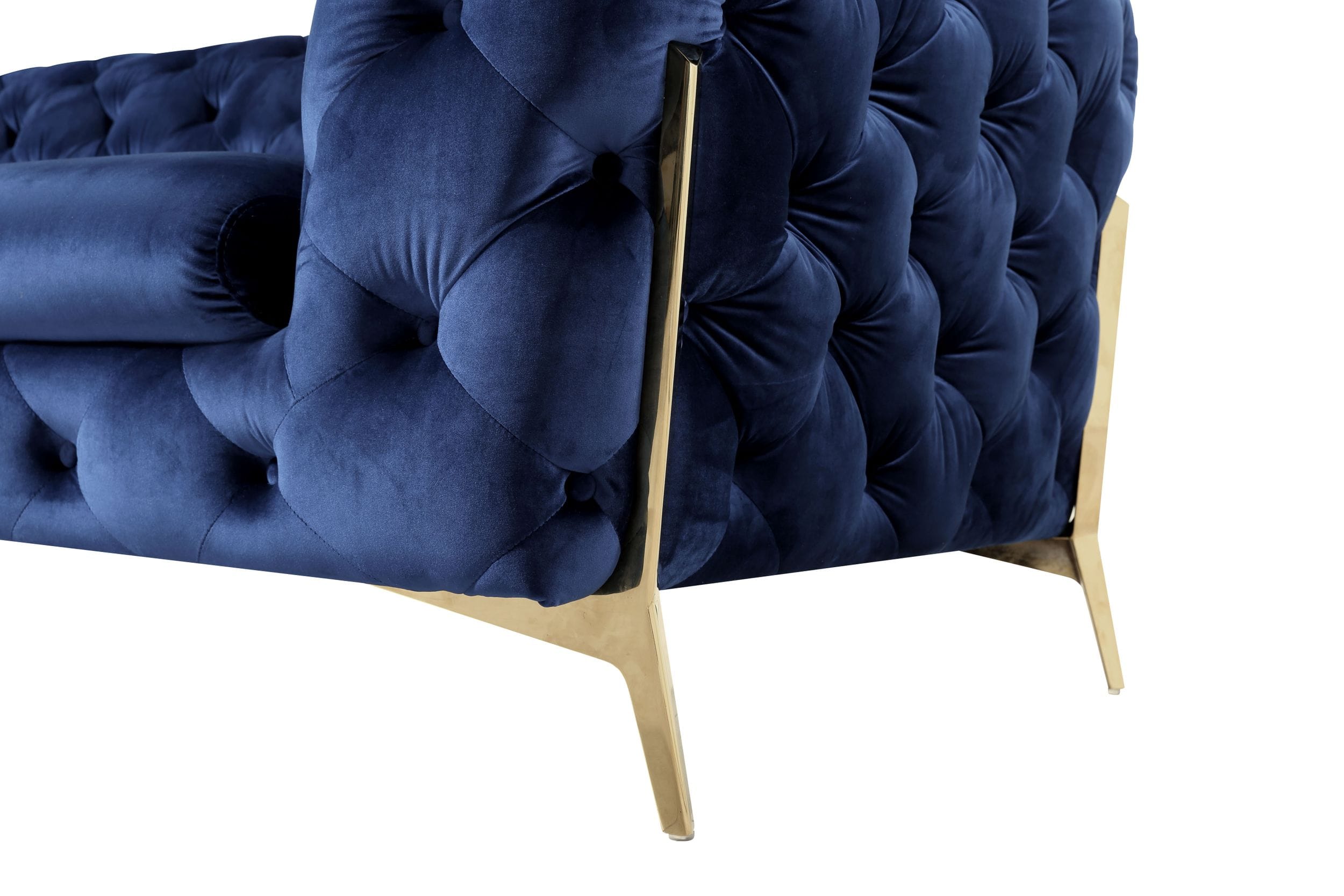 Divani Casa Sheila - Transitional Dark Blue Fabric Loveseat