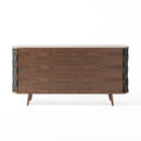 Modrest Sheridan - Mid-Century Modern Grey Fabric + Walnut Buffet