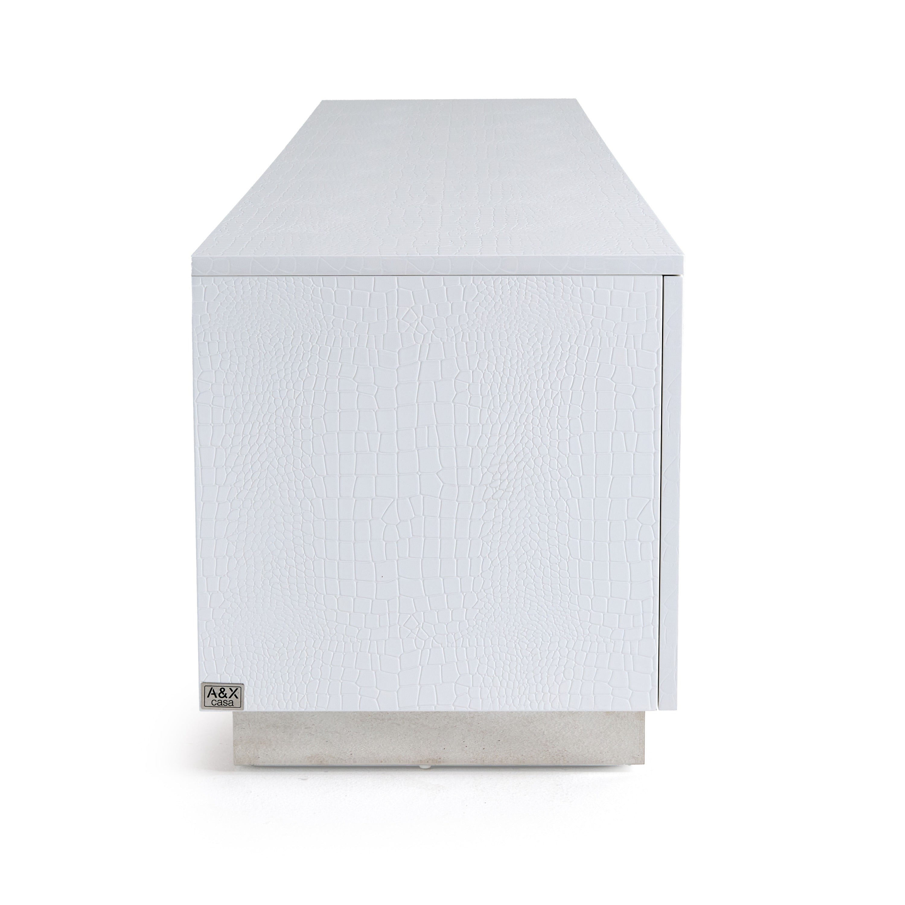 A&X Skyline Modern White Crocodile TV Stand