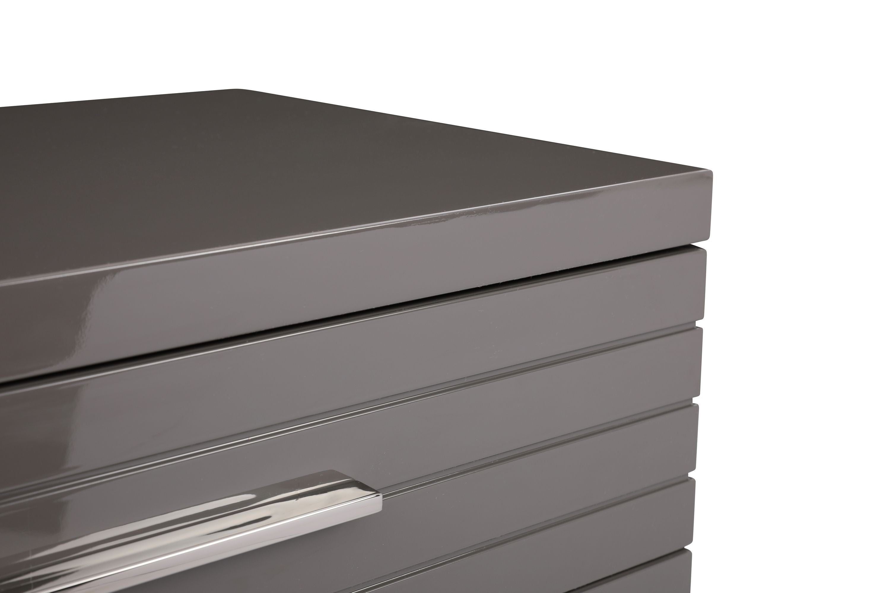 Modrest Splendor - Grey High Gloss Slatted Chest