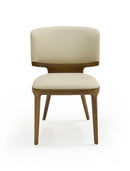 Modrest Stanley - Contemporary Beige Leatherette and Walnut Set of 2 Dining Chair
