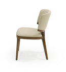 Modrest Stanley - Contemporary Beige Leatherette and Walnut Set of 2 Dining Chair