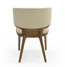 Modrest Stanley - Contemporary Beige Leatherette and Walnut Set of 2 Dining Chair