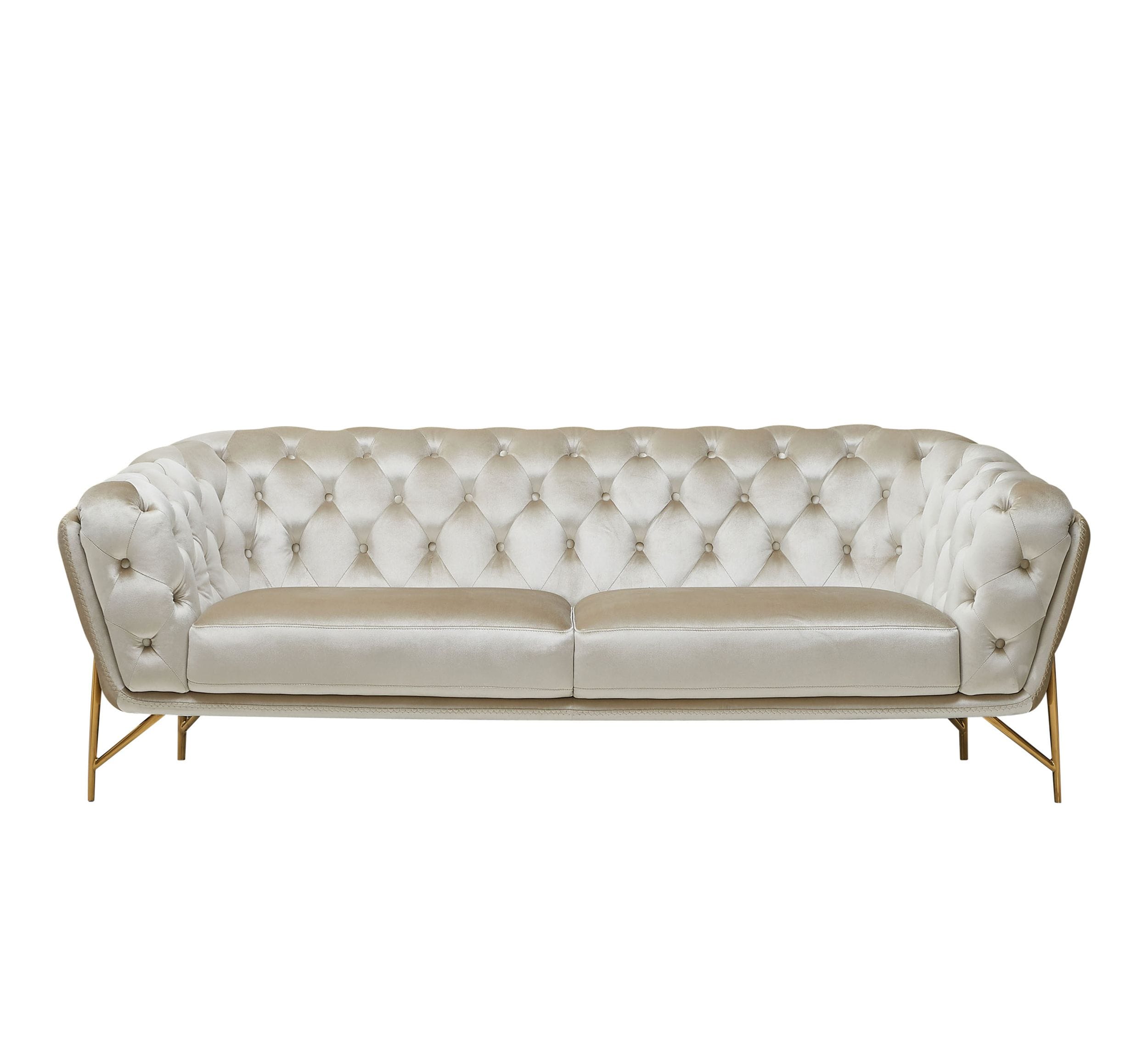 Divani Casa Stella - Transitional Beige Velvet Sofa