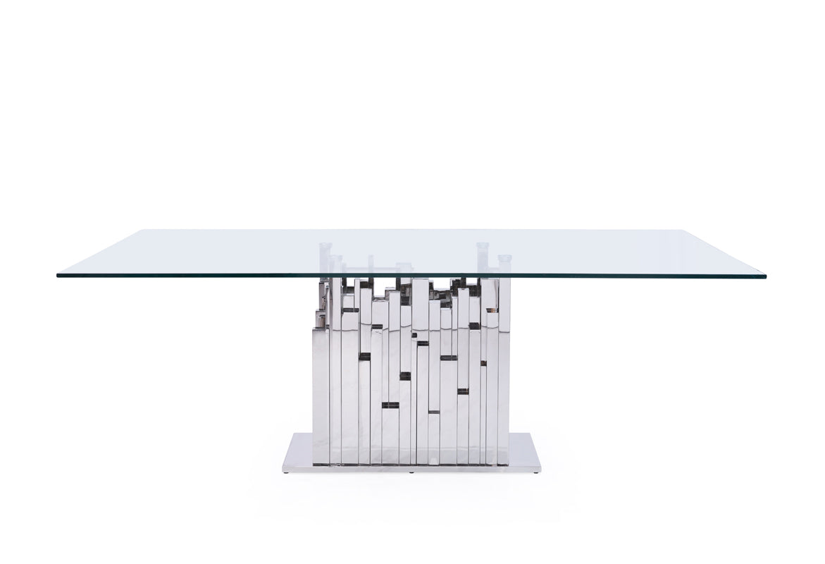 Modrest Edwin Modern Glass & Stainless Steel Dining Table