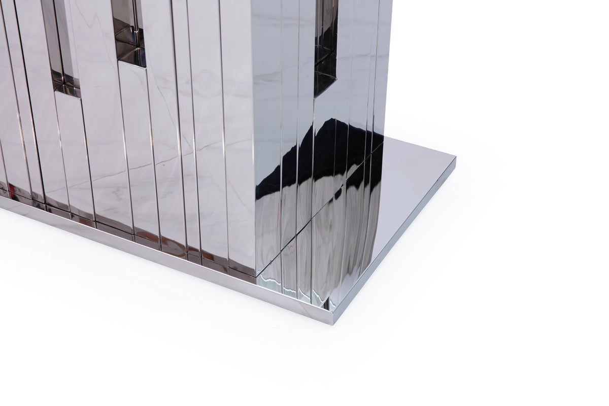 Modrest Edwin Modern Glass & Stainless Steel Dining Table