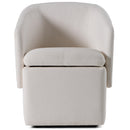 Modrest Tassell - Modern Ivory Fabric Dining Chair w/ Castor Wheels