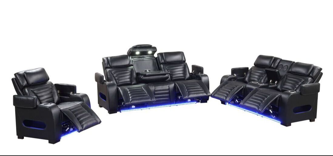 TOKYO 3PC Black Power Reclining Set β FREE Rug or TV!