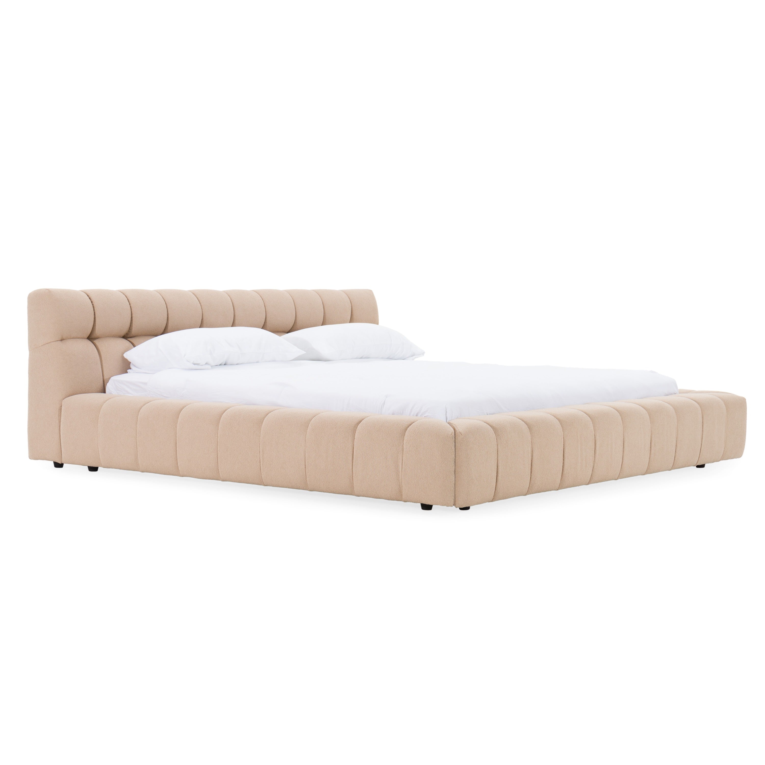 Divani Casa Tyree - Modern Tufted Sand Fabric Bed