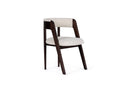 Modrest Vegas  - Modern Cream Fabric + Walnut Oak Dining Chair (Set of 2)