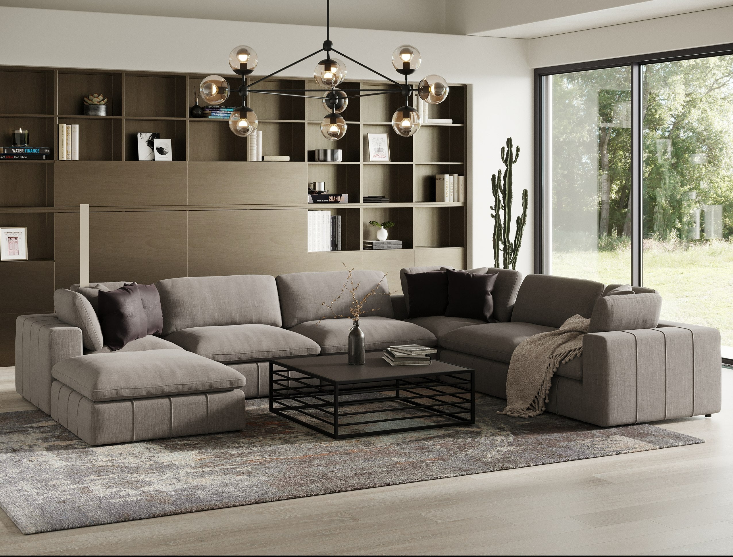 Divani Casa Vicki - Modern Grey Fabric Ottoman