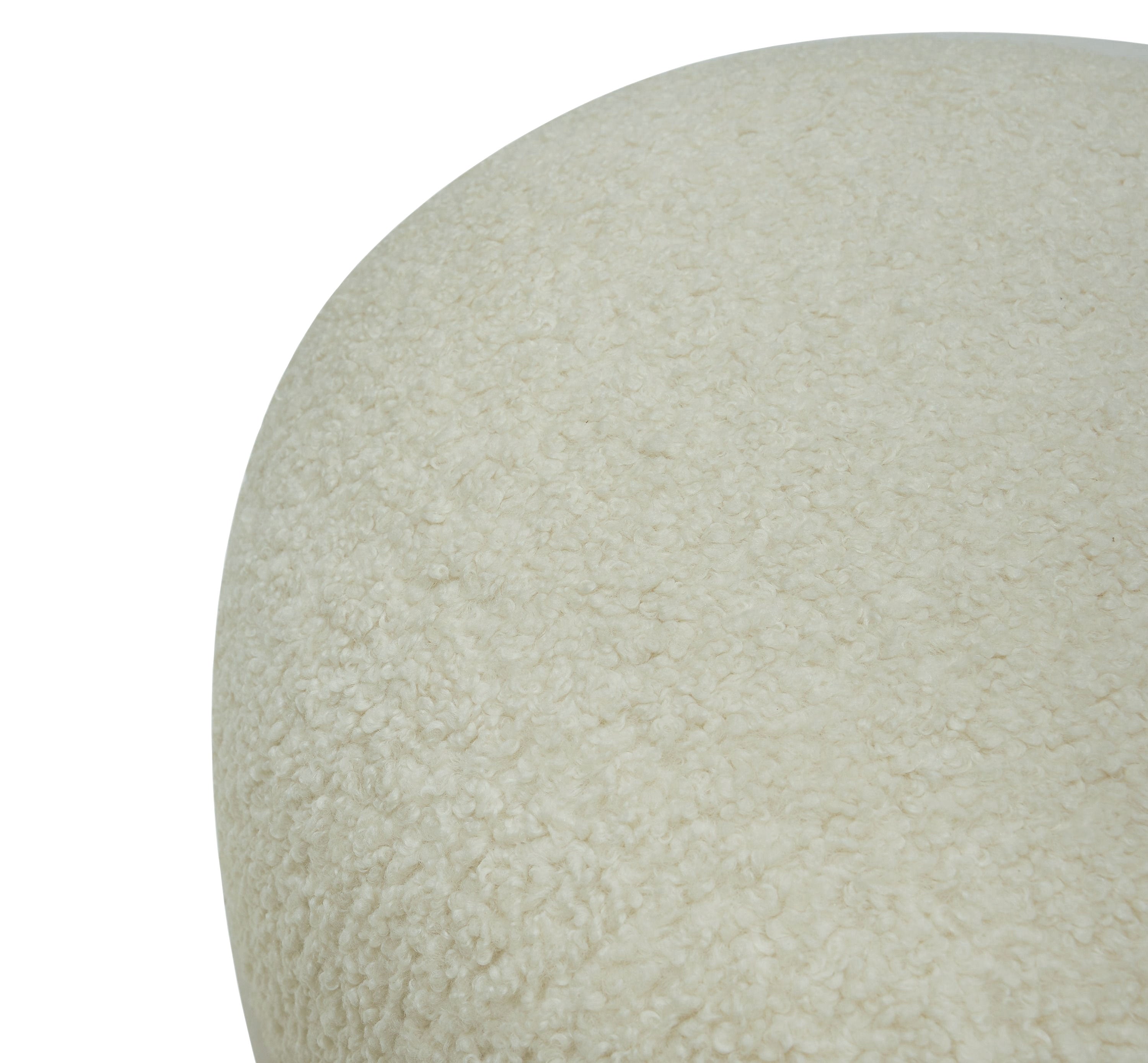 Divani Casa Kael - Contemporary White Sherpa Ottoman