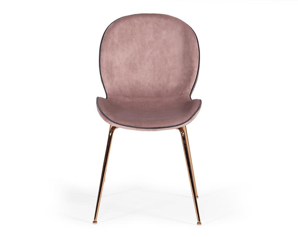 Modrest Wendy Modern Pink Velvet & Rosegold Dining Chair (Set of 2)