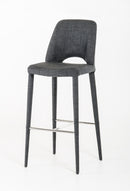Modrest Williamette Mid-Century Dark Grey Fabric Bar Stool