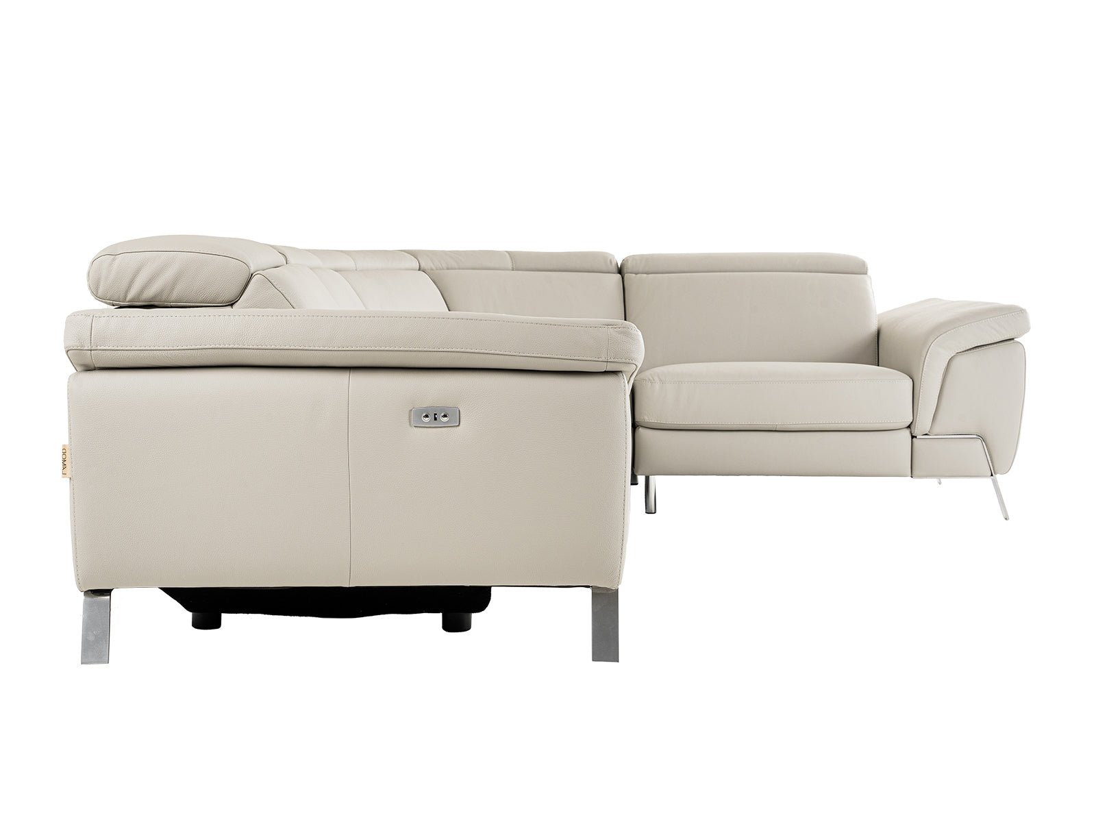 Lamod Italia Mini Wonder - Italian Modern Grey Leather Sectional Sofa with Recliner