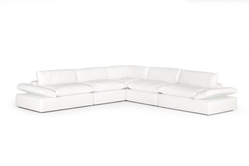 Divani Casa Kelly - Modern White Fabric Sectional Sofa