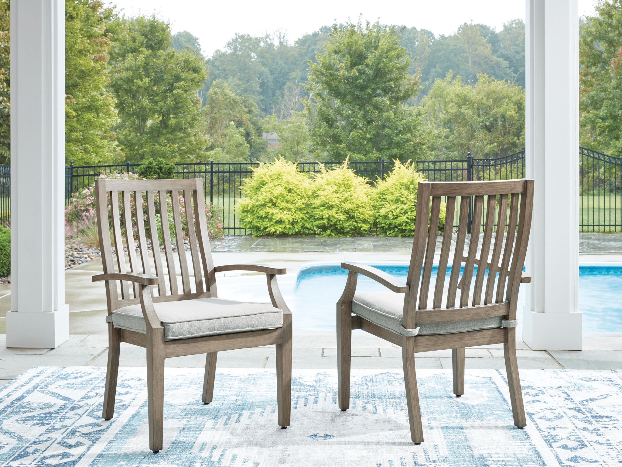 Rainier Ranch - Arm Chair With Cushion (Set of 2) - Brown / Beige