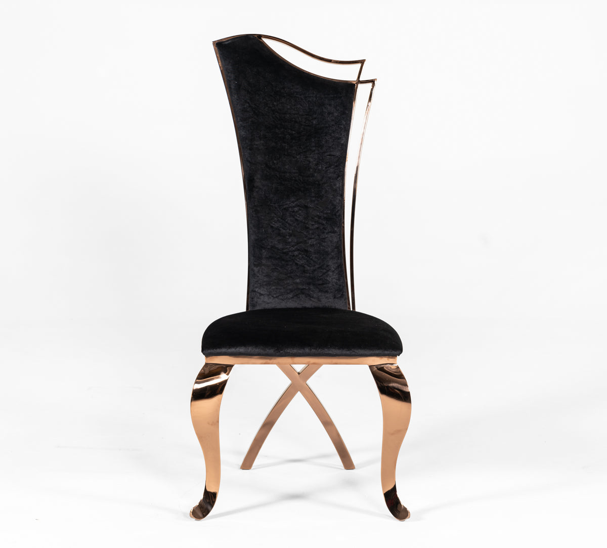 Modrest Bonnie Transitional Black Velvet & Rosegold Dining Chair (Set of 2)