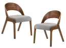 Modrest Runyon Modern Walnut & Grey Fabric Dining Chair (Set of 2)