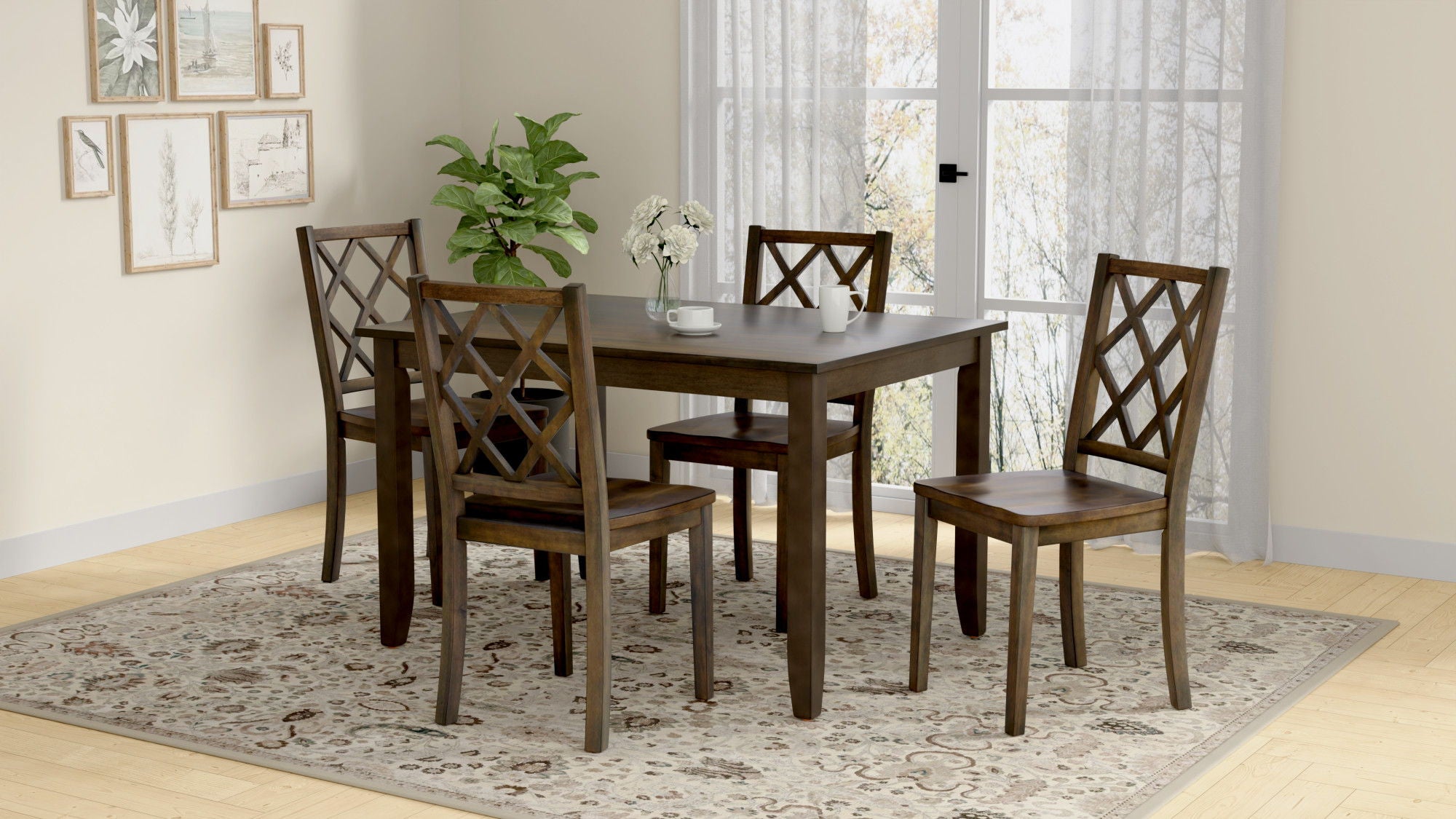 5 Piece Dining Table Set - Brown