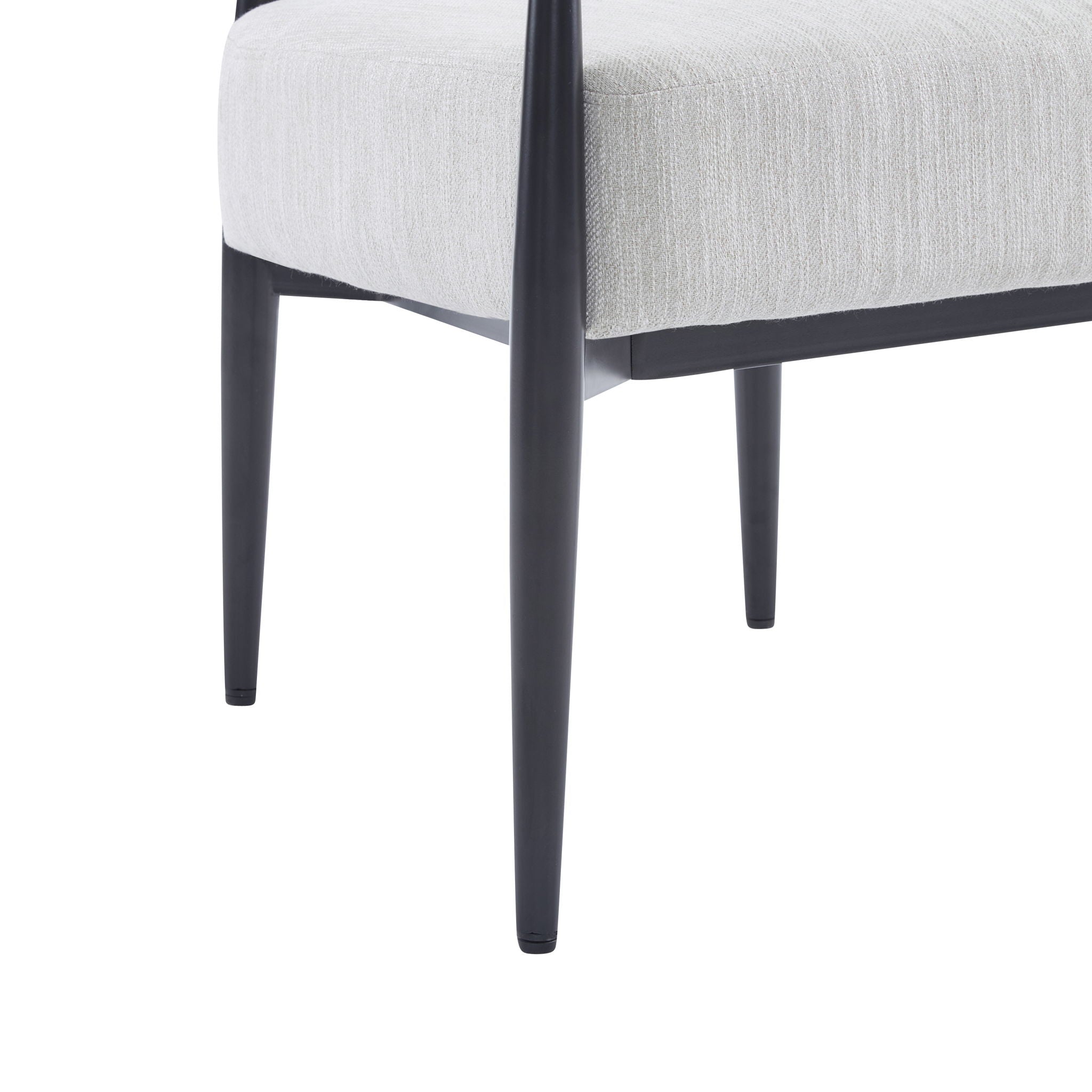 Mid Century Modern Upholstered Accent Armchair With Tapered Legs - Beige / Black / Gold