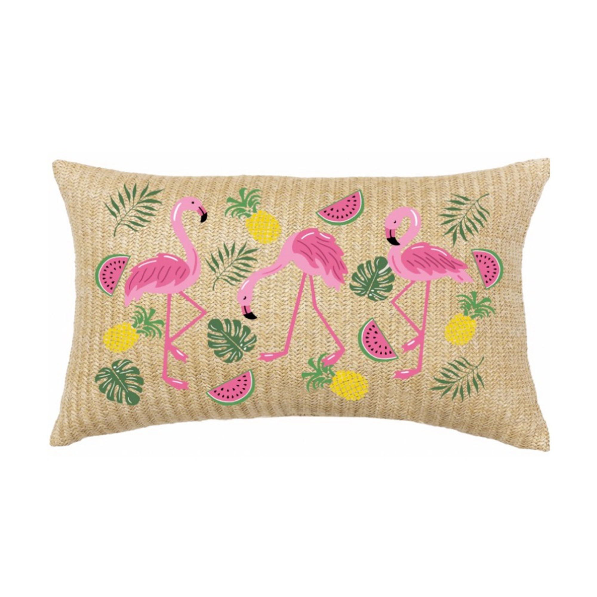 Summer Outdoor Lumbar Flamingo Pillows - Multi
