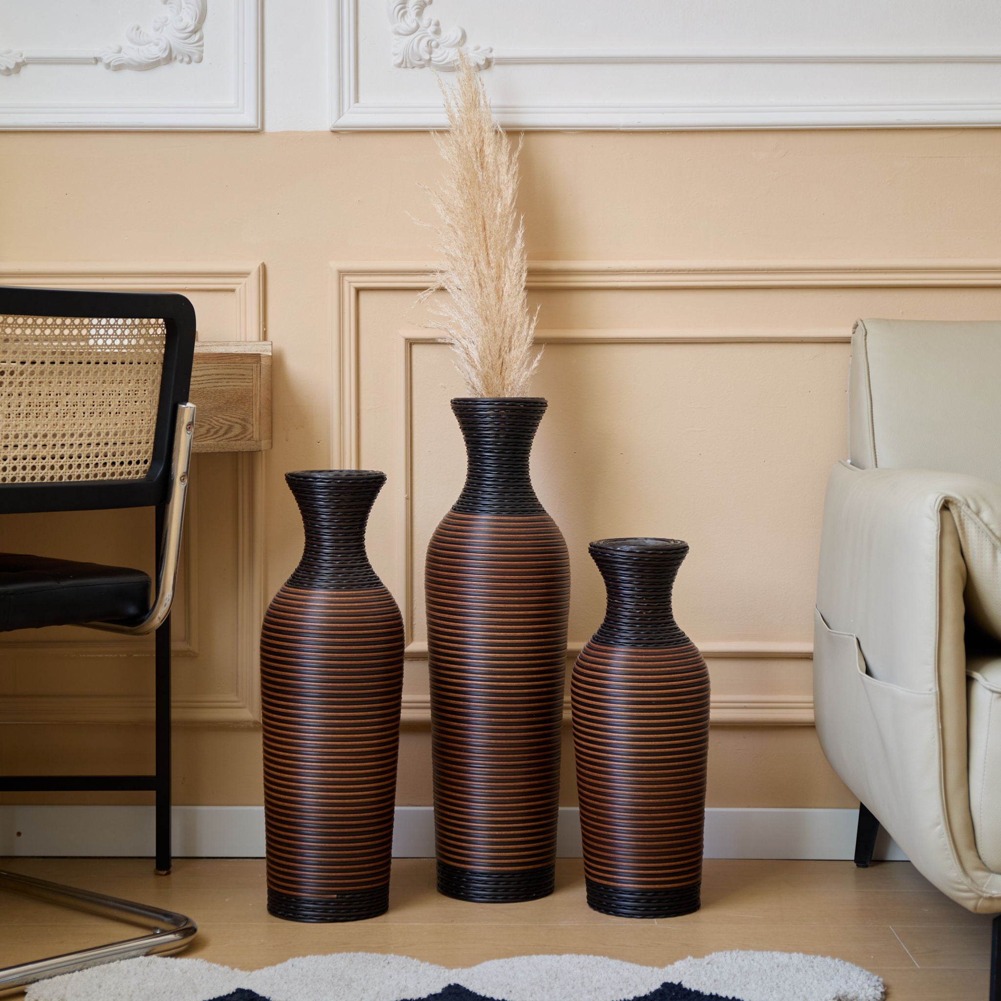 Classic And Neat Floor Vase, High Independent Flower Stand (Set of 3)