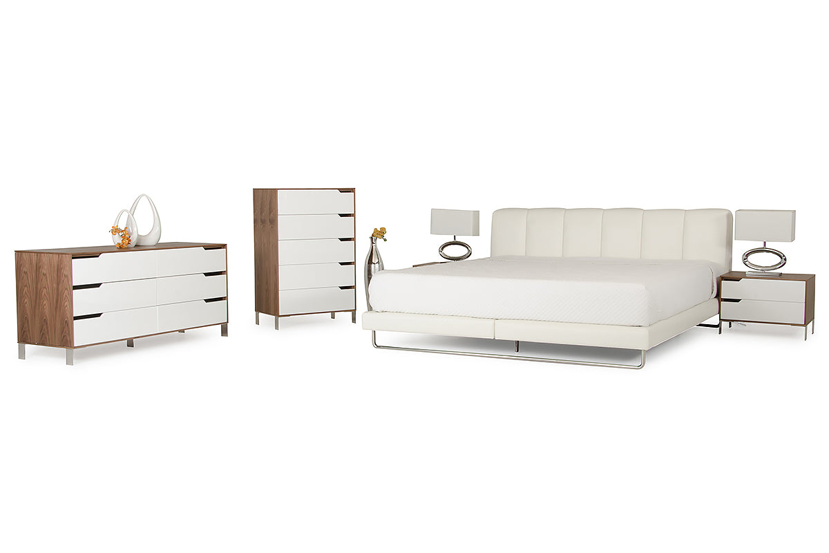 Heather - Modern White Leather Bed