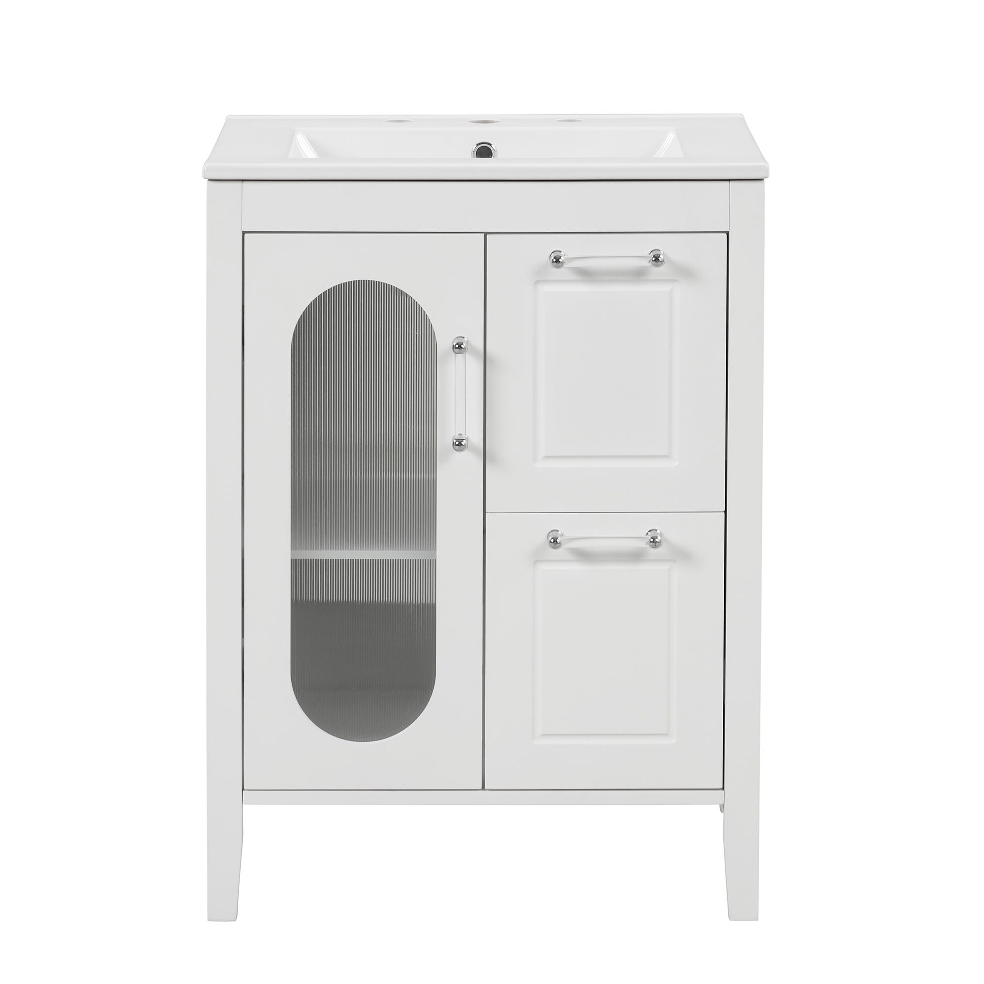 Modern Bathroom Vanity With Sink, Cabinet With 2 Drawers And Door, Adjustable Shelf