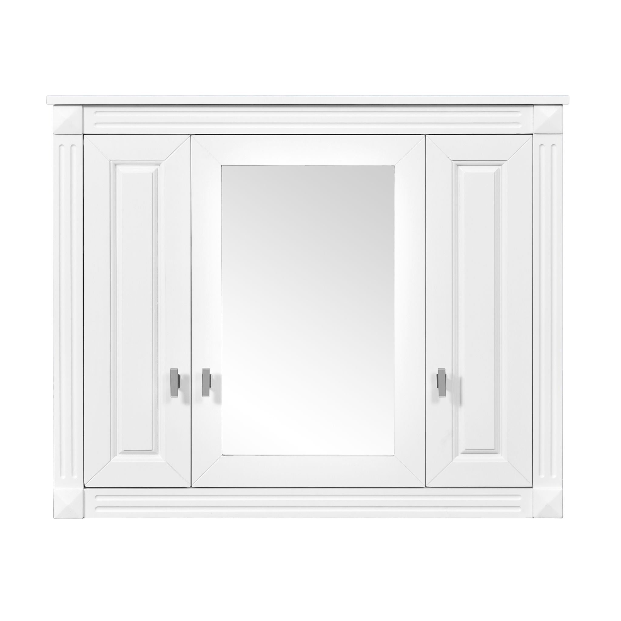 Wall Mounted Bathroom Cabinet With Mirror And 5 Shelves, Rectangular Design