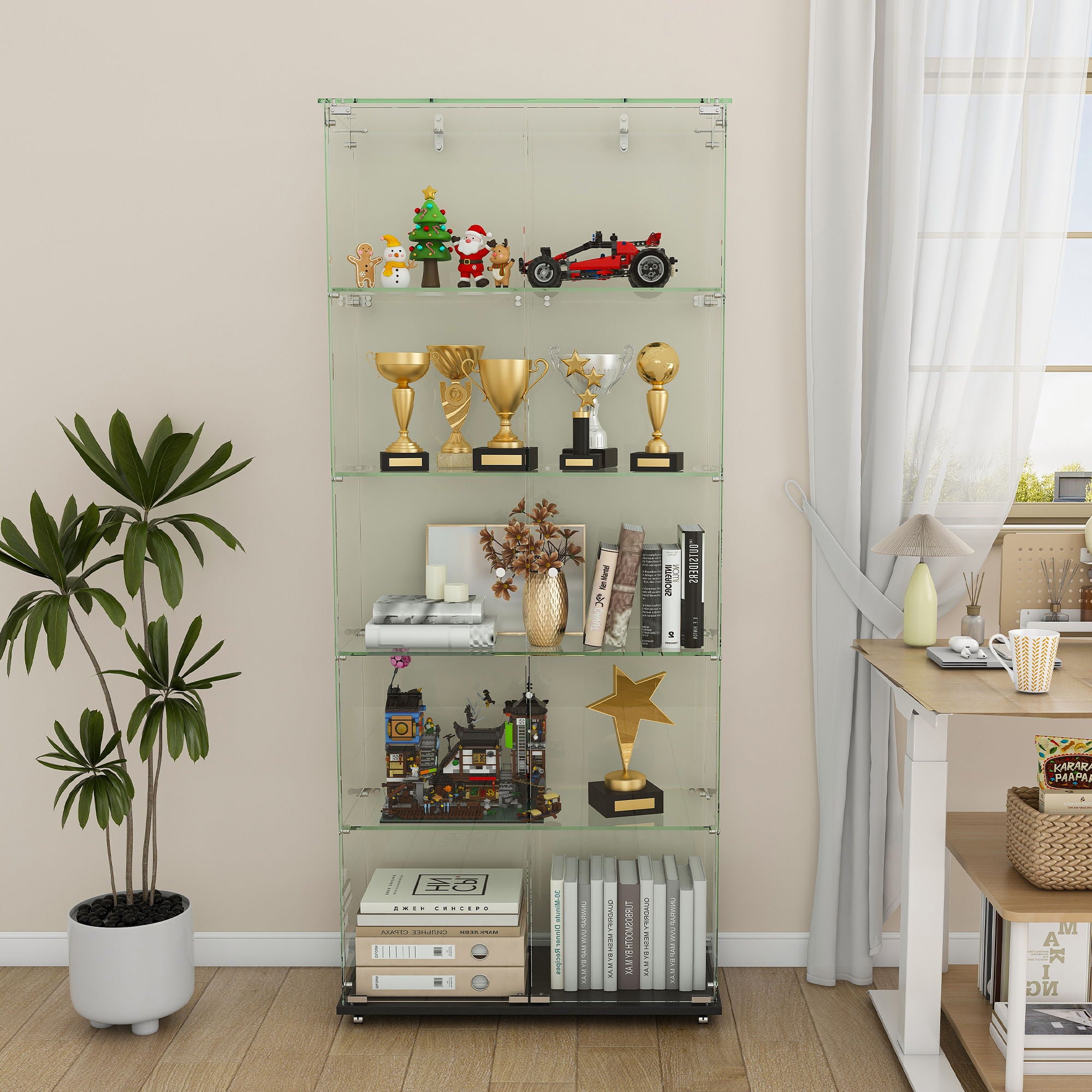 Premium 5 Tier Glass Display Case With 5 Dynamic LED Modes