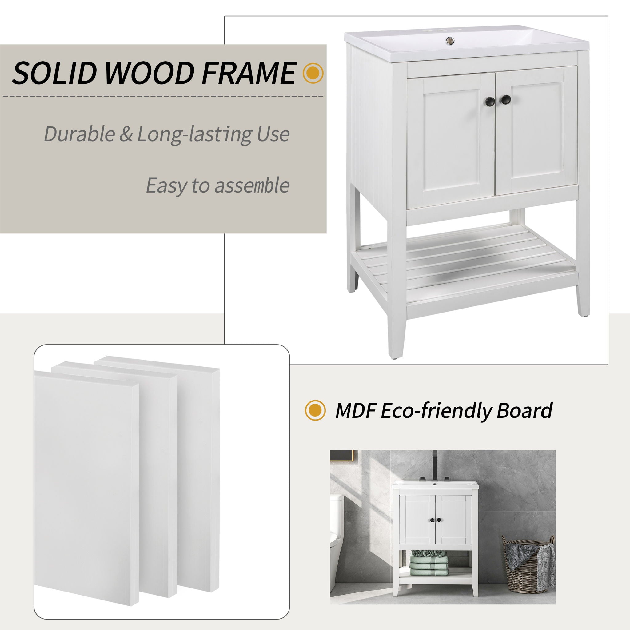 Modern Bathroom Vanity With Sink And Open Shelf