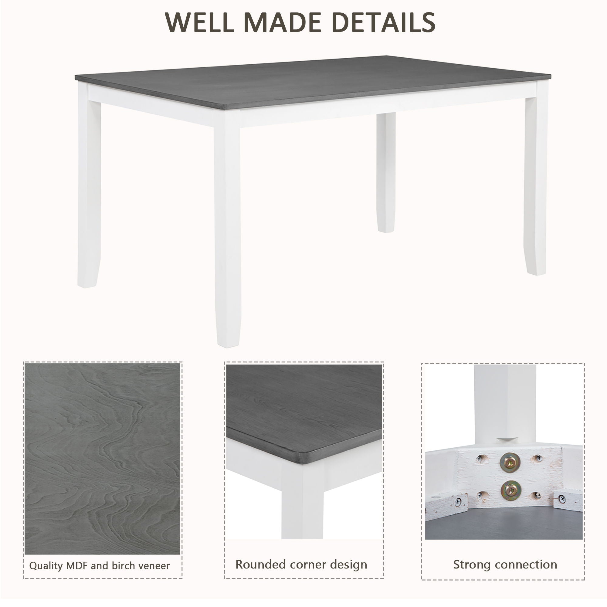 Kitchen Dining Set, Rectangular Dining Table & Upholstered Chairs