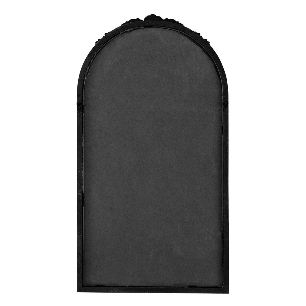Hand Carved Rose Antique Mirror Frame, Wood Arch Mirror Wall Decor For Living Room