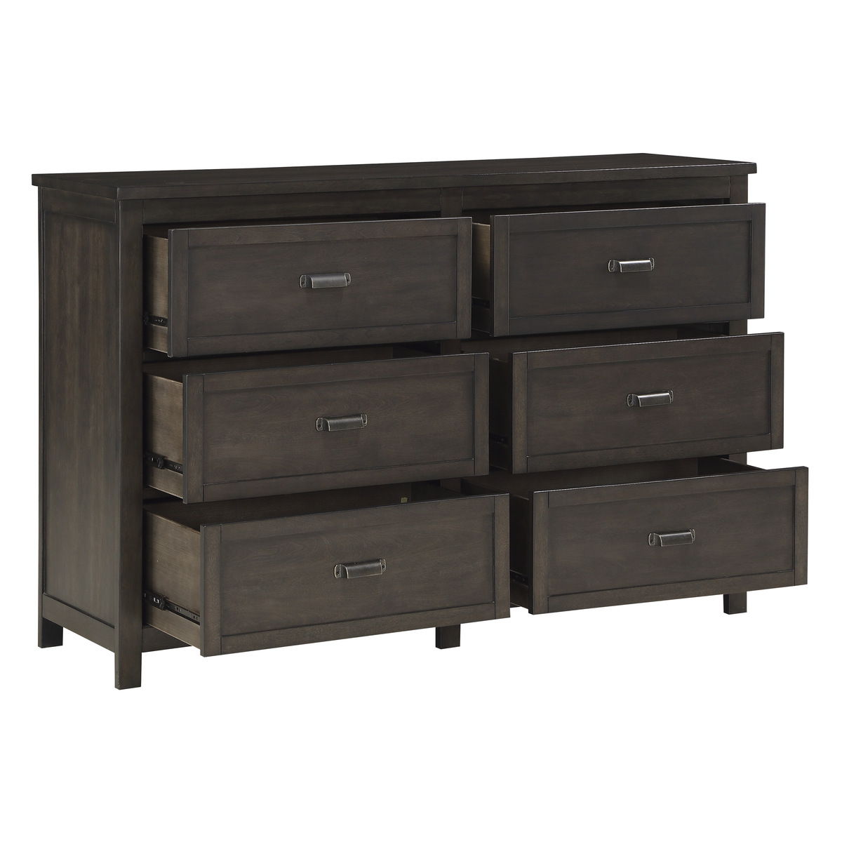 Hebron - 4 Piece Set (Queen Bed, Nightstand, Dresser, Mirror) - Dark Brown / Beige