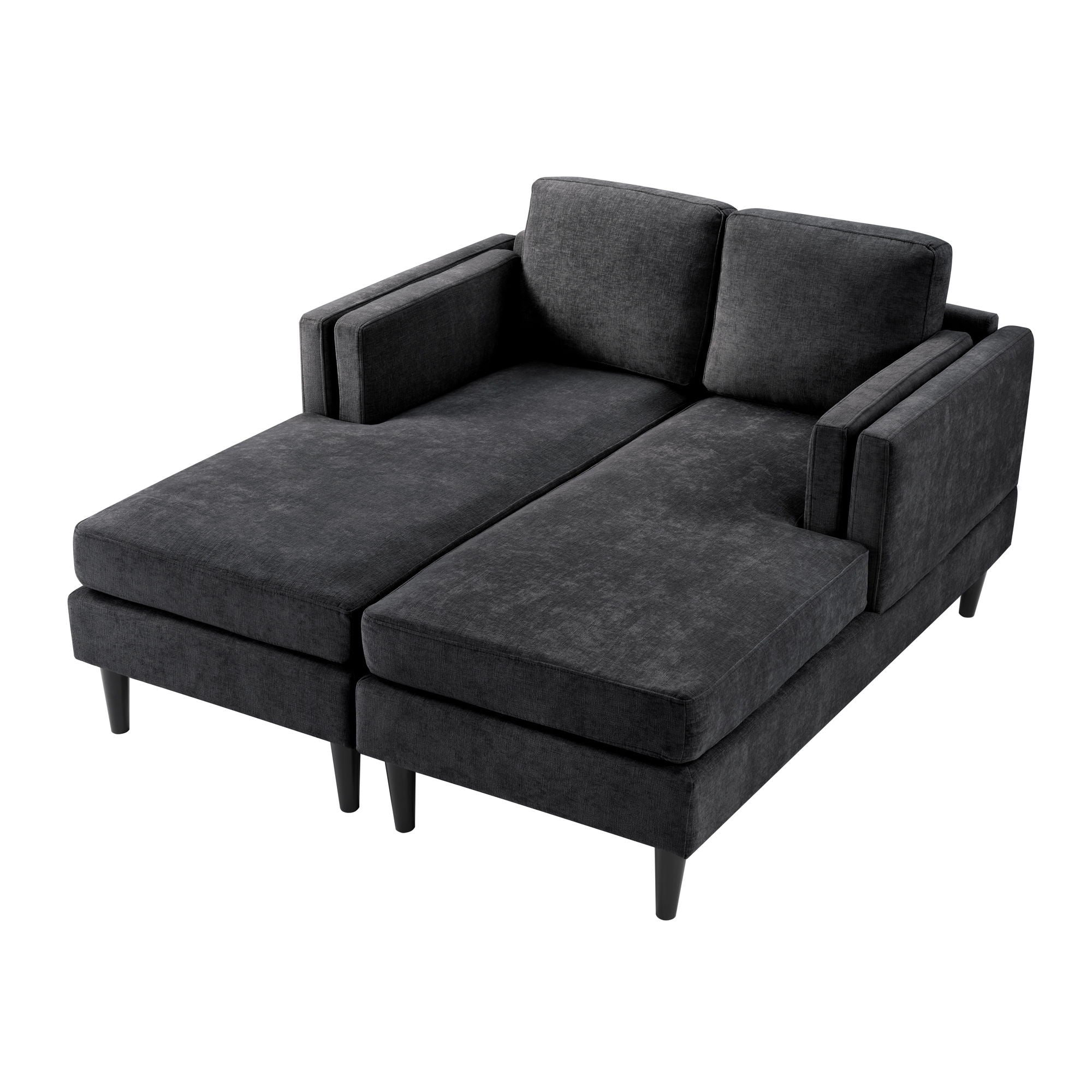 Chaise Lounge Sofa Bed With Dual Layer Armrests For Living Room