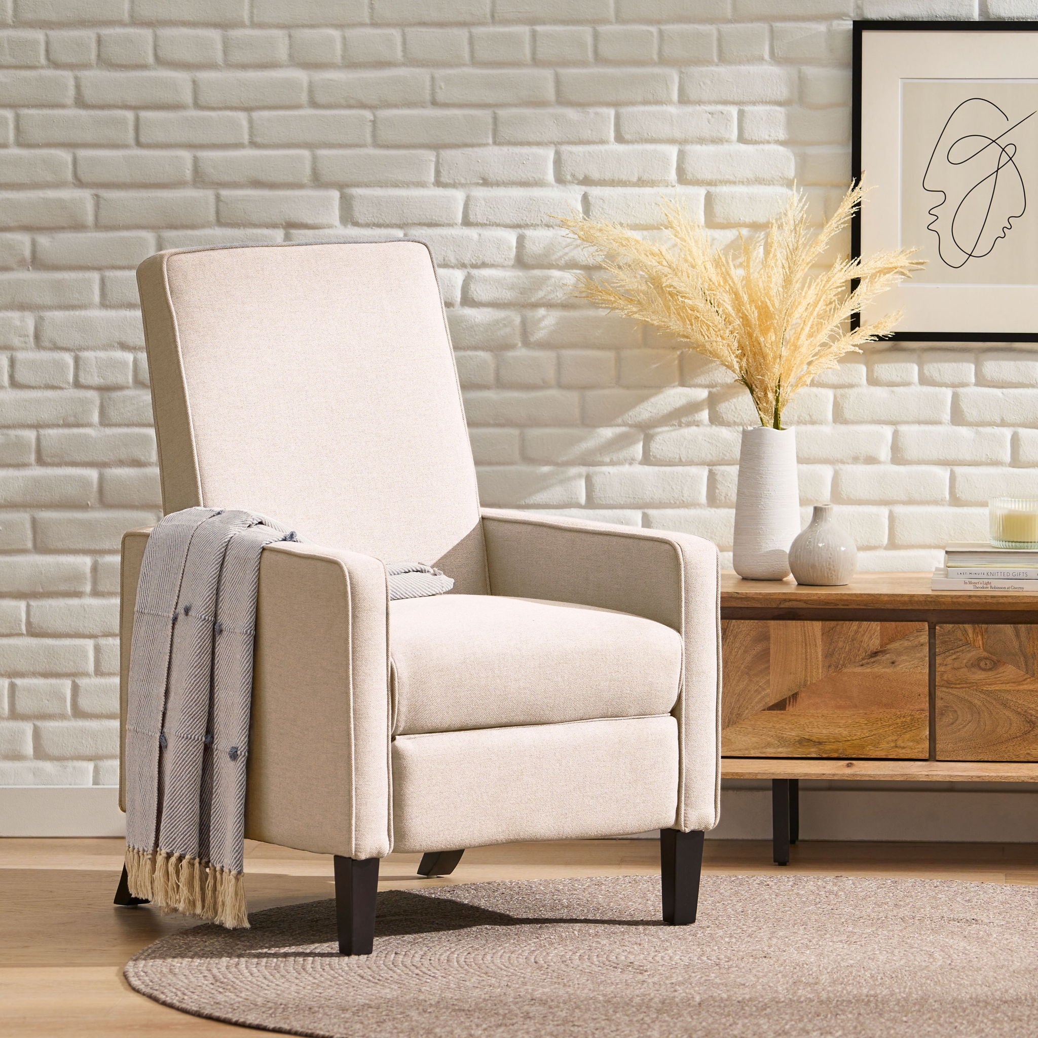 Minimalist Design Fabric Push Back Chair