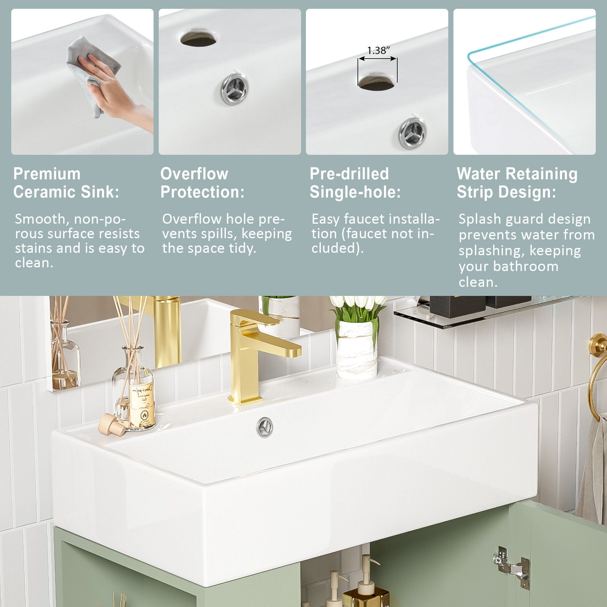 Bathroom Vanity, Combo Cabinet, Bathroom Storage Cabinet, Single Ceramic Sink
