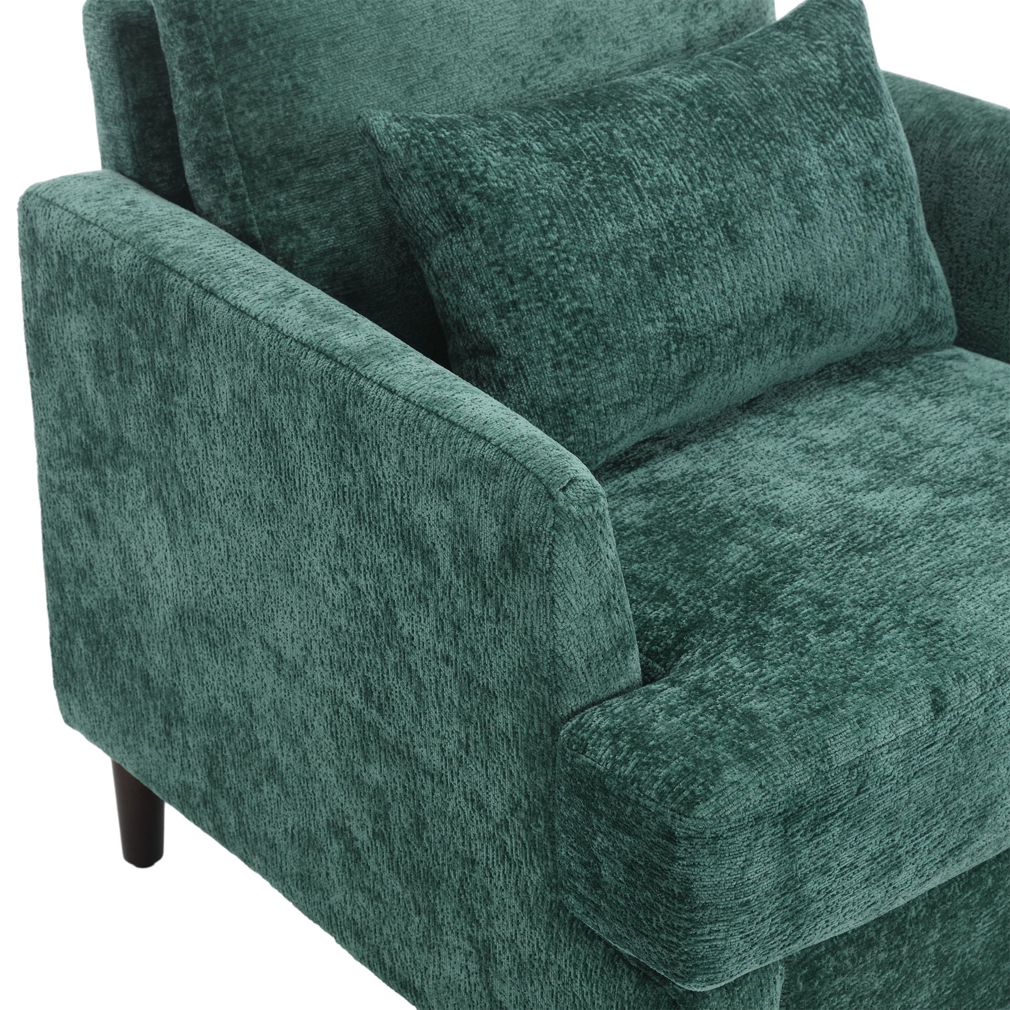 Modern Mid Century Wood Frame Armchair With Tufted Design
