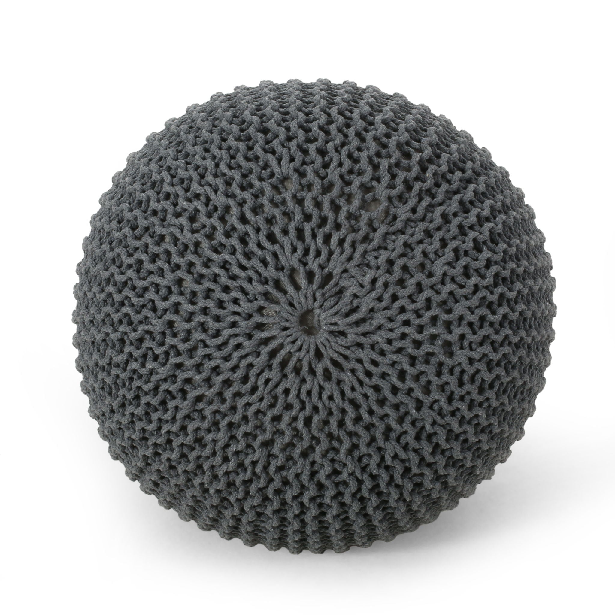 Bordeaux - Knitted Round Pouf, Versatile Ottoman And Floor Cushion
