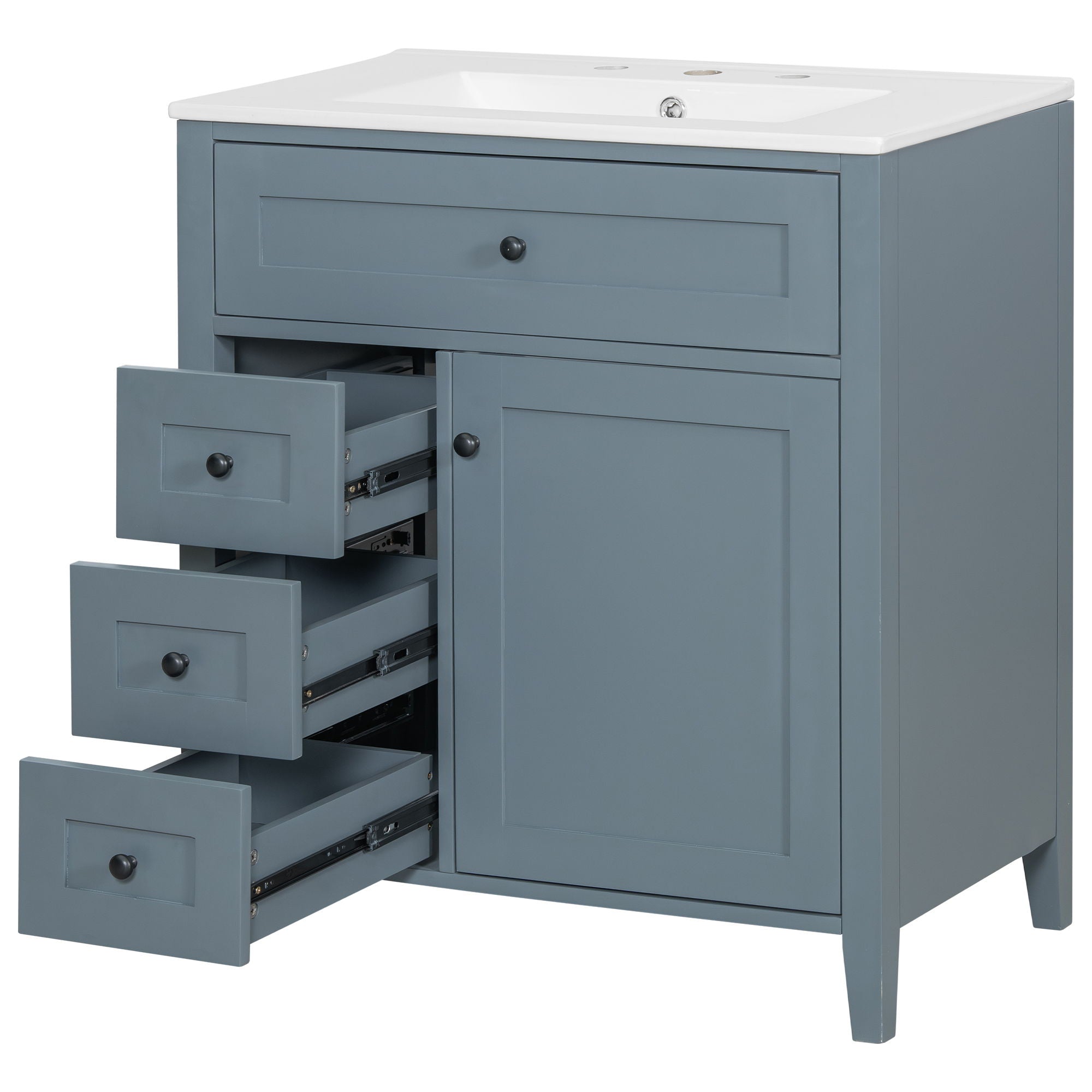 Modern Bathroom Vanity With Sink, 3 Drawers And Adjustable Shelf