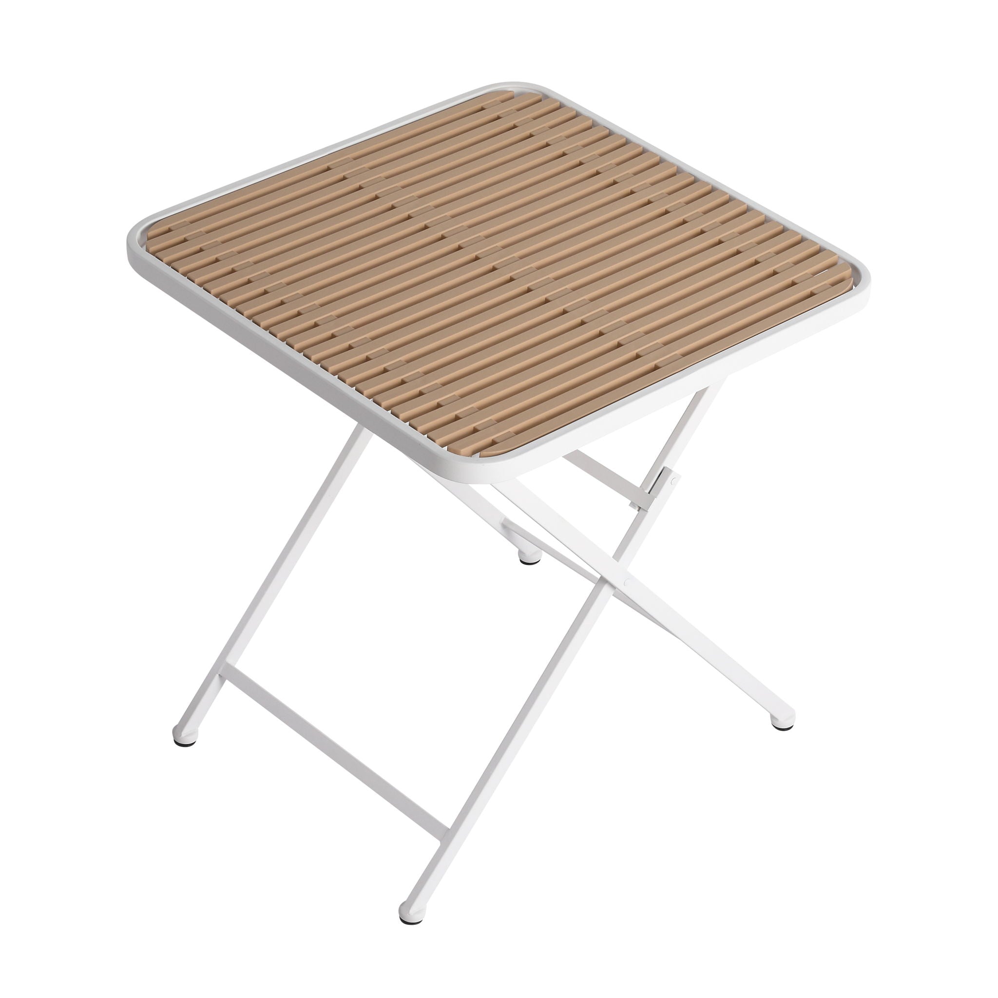 4 Piece Set Of Color Block Designed Single Chairs, Folding Square Table - Haze Green / Khaki / White