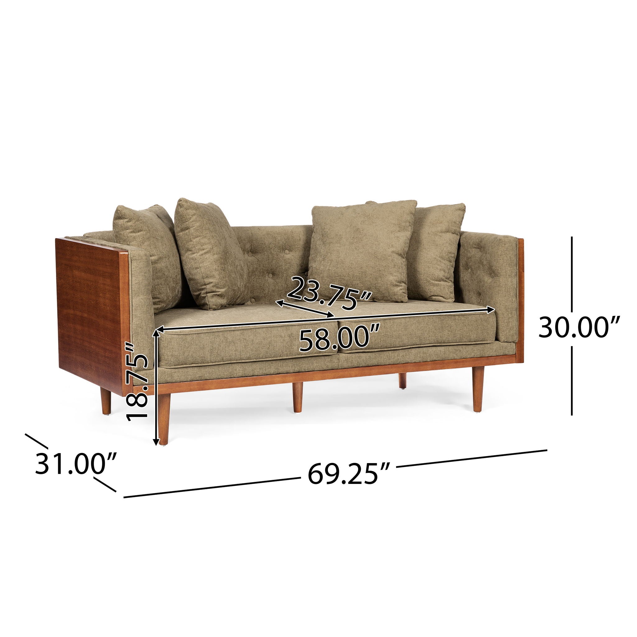 Retro Modern Loveseat With Button Tufted Upholstery