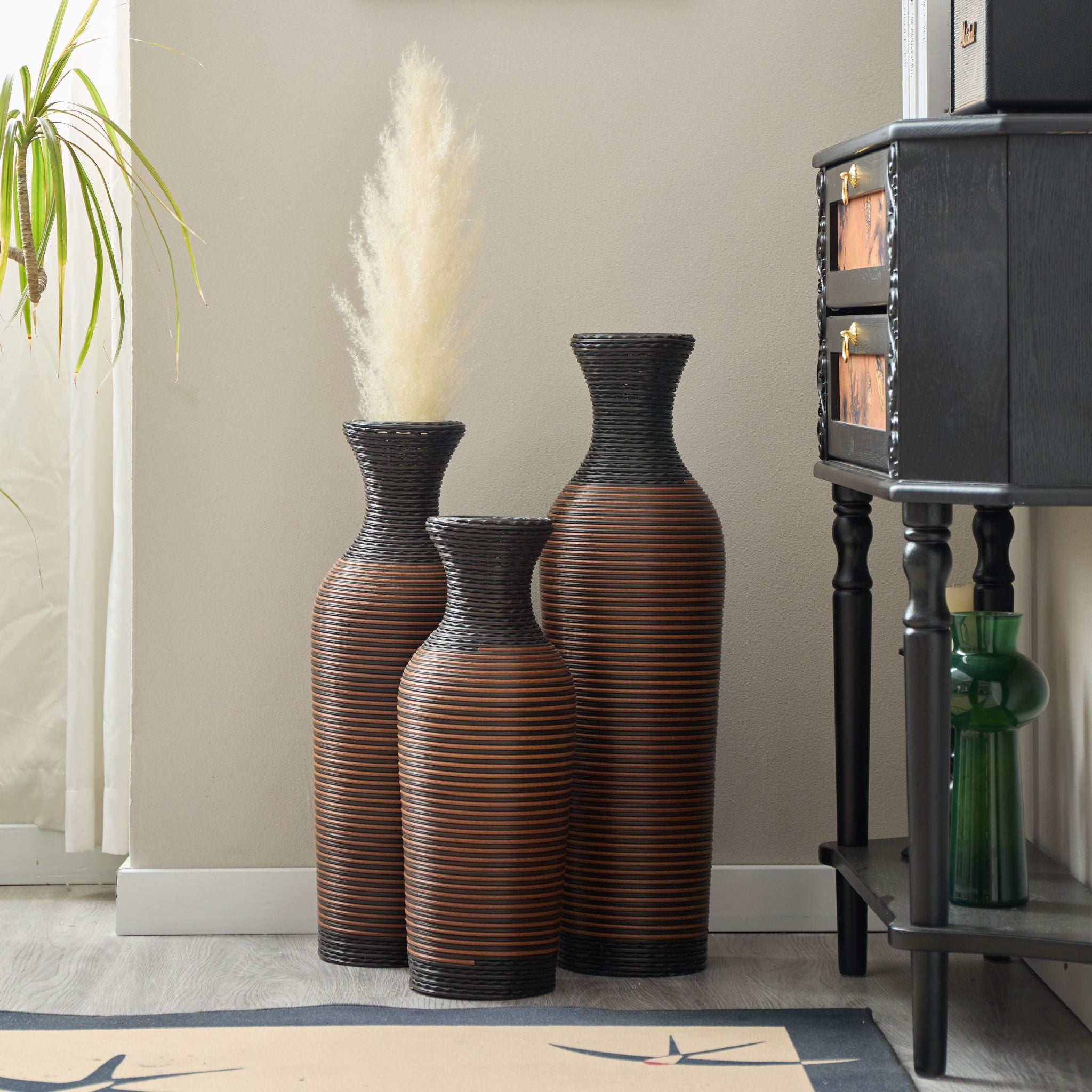 Classic And Neat Floor Vase, High Independent Flower Stand (Set of 3)