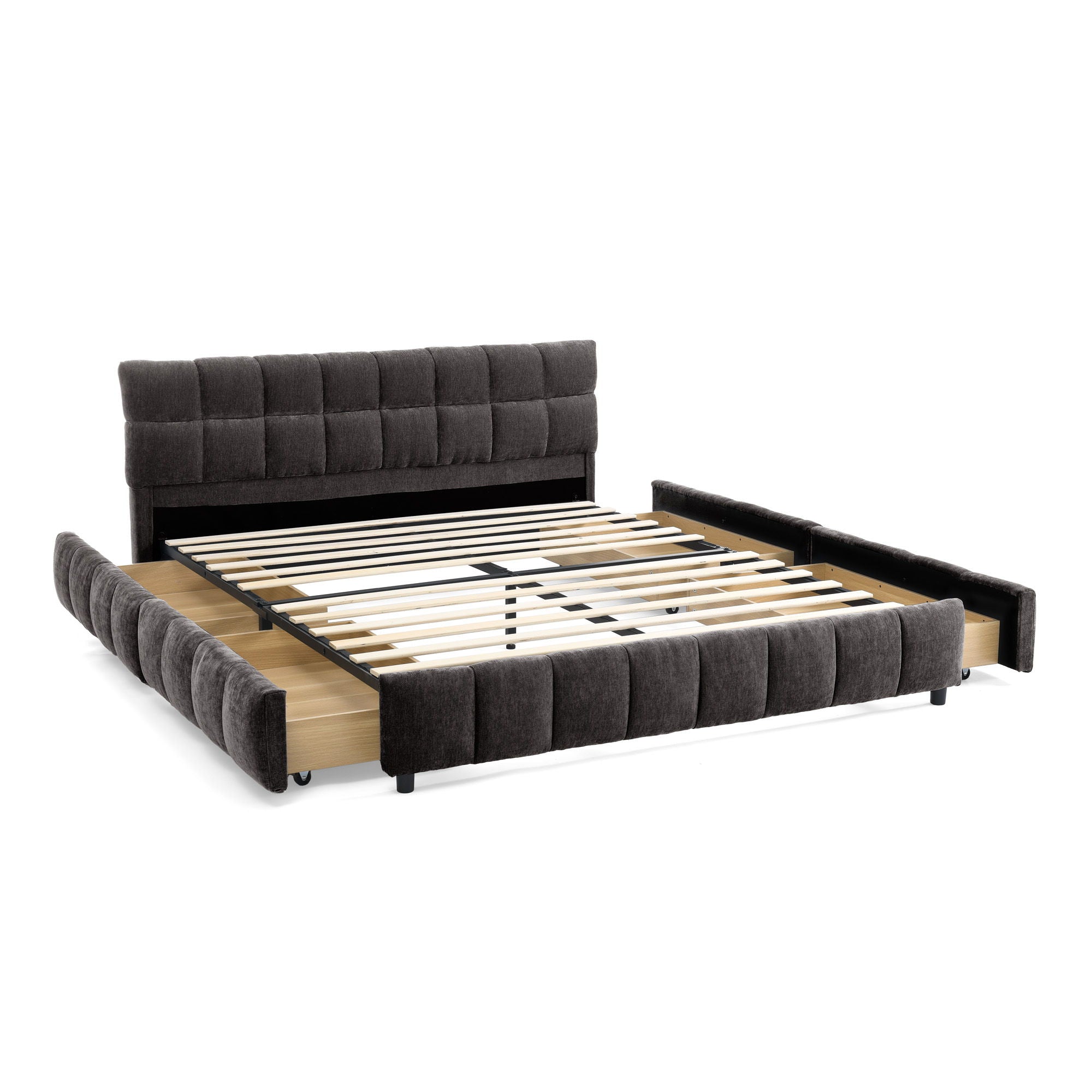 Modern Platform Bed Frame With Thick Fabric