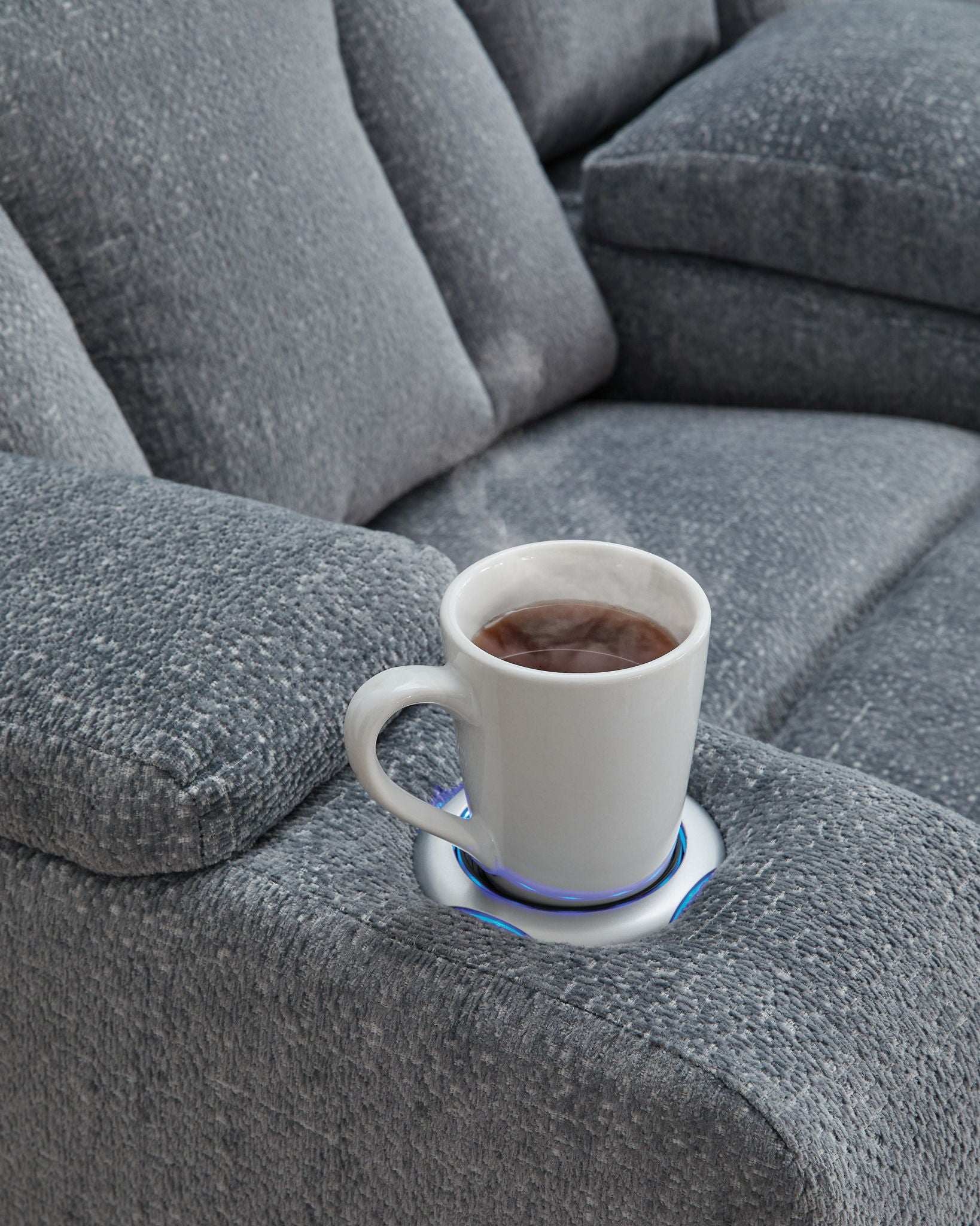 Studio Cave - Power Reclining Loveseat with Console - Steel