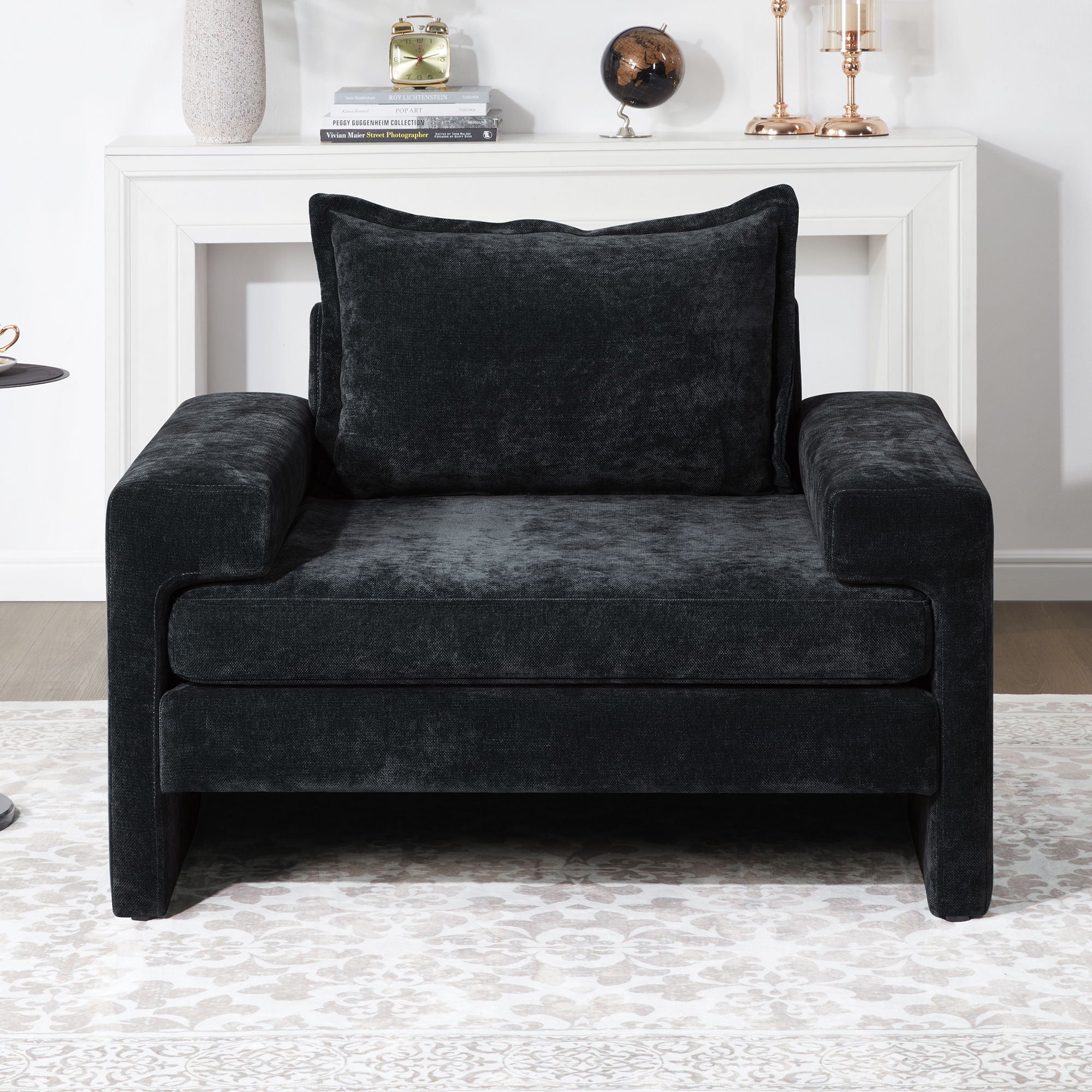 Upholstered Accent Chair With Wide Armrests And Ergonomic Back Support